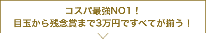 コスパ最強NO1！目玉から残念賞まで3万円ですべてが揃う！