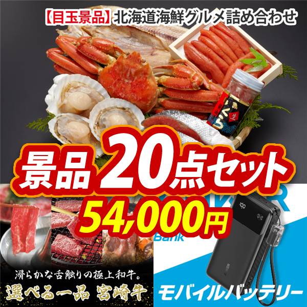 ビンゴ景品20点セット【北海道海鮮グルメ詰め合わせ/選べる一品 宮崎牛