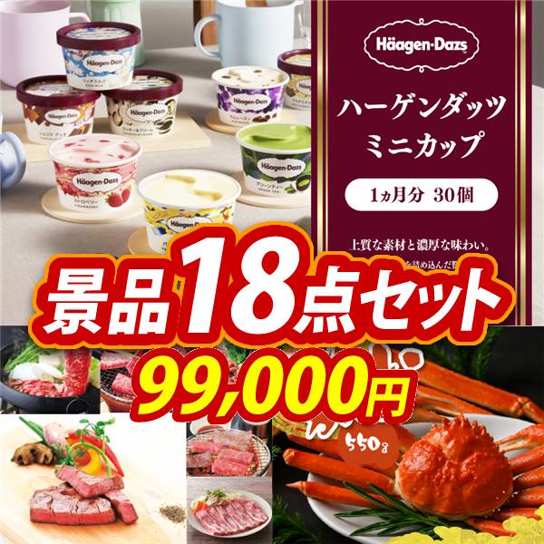 ゴルフコンペ景品18点セット【ハーゲンダッツ ミニカップ 1ヶ月分 30個