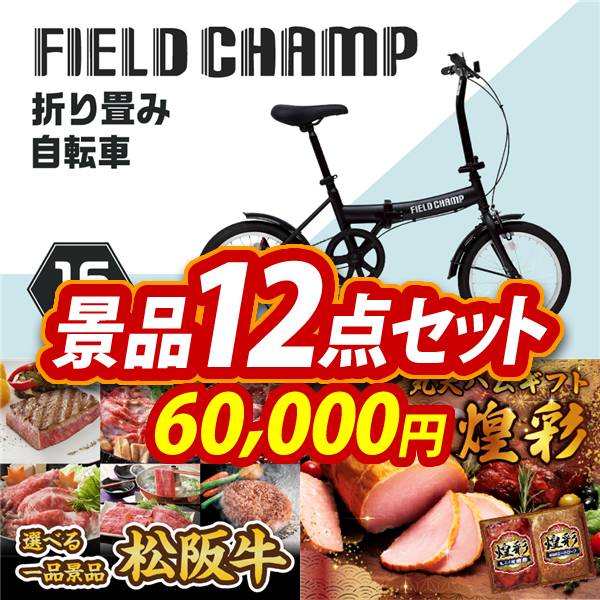 ゴルフコンペ景品12点セット【折りたたみ自転車16インチ/選べる一品
