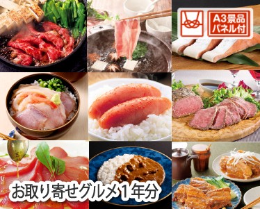 お取り寄せグルメ1年分(毎月1回×12か月)のイメージ