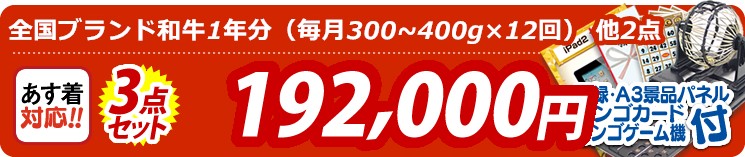 【目玉:全国ブランド和牛1年分(毎月300~400g×12回)】3点セット 3点セット 192000円