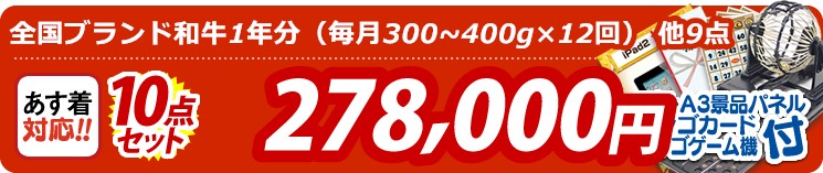 【目玉:全国ブランド和牛1年分(毎月300~400g×12回)】10点セット 10点セット 278000円