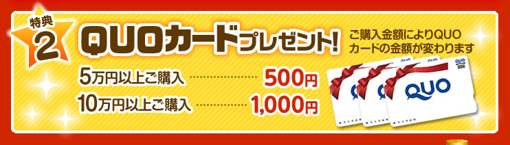 【特典2】ご購入金額ごとにQUOカードプレゼント！